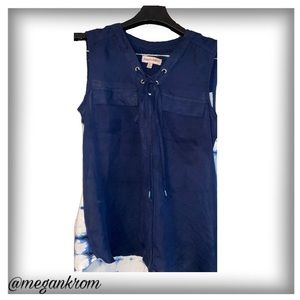 💥lace up tank top with the dye on the back